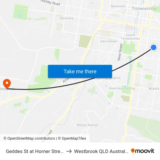 Geddes St at Horner Street to Westbrook QLD Australia map