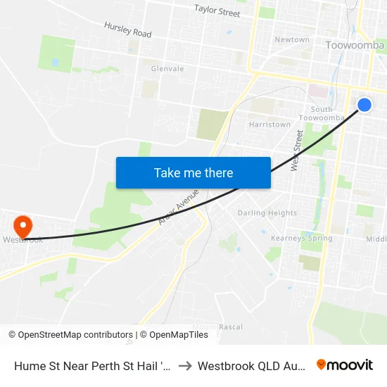 Hume St Near Perth St Hail 'N' Ride to Westbrook QLD Australia map