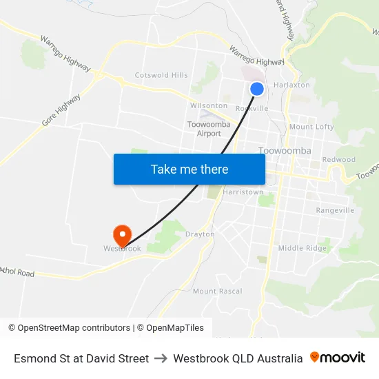 Esmond St at David Street to Westbrook QLD Australia map