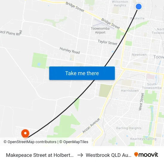 Makepeace Street at Holberton Street to Westbrook QLD Australia map