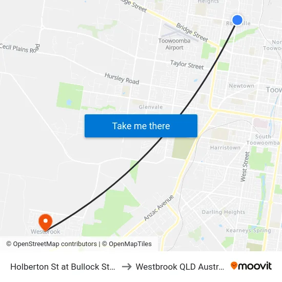 Holberton St at Bullock Street to Westbrook QLD Australia map