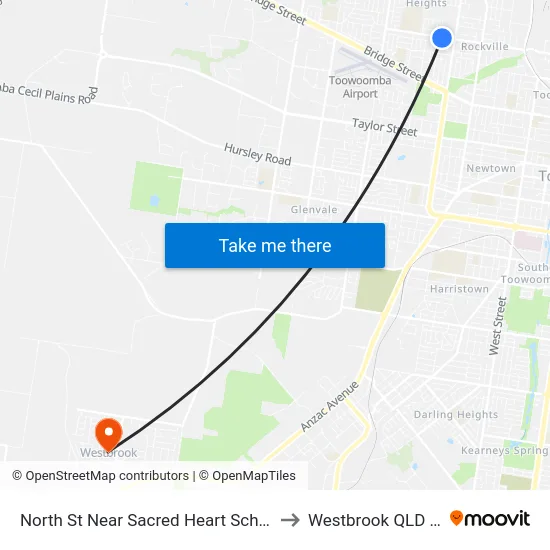 North St Near Sacred Heart School Hail 'N' Ride to Westbrook QLD Australia map