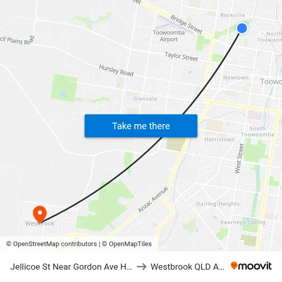 Jellicoe St Near Gordon Ave Hail 'N' Ride to Westbrook QLD Australia map