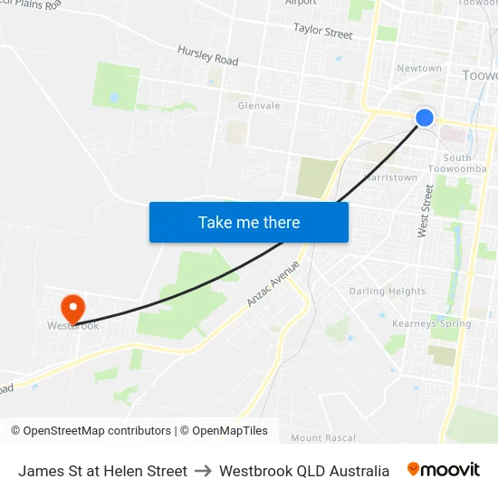 James St at Helen Street to Westbrook QLD Australia map