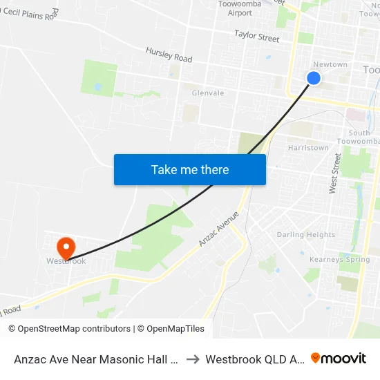 Anzac Ave Near Masonic Hall Hail 'N' Ride to Westbrook QLD Australia map