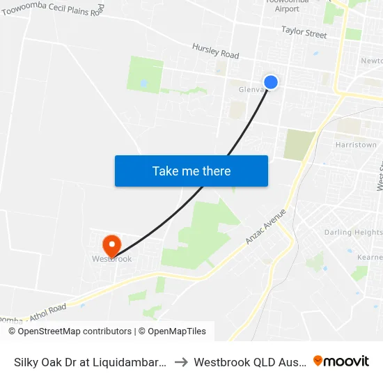 Silky Oak Dr at Liquidambar Street to Westbrook QLD Australia map