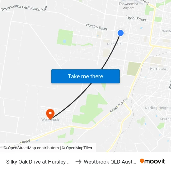 Silky Oak Drive at Hursley Road to Westbrook QLD Australia map