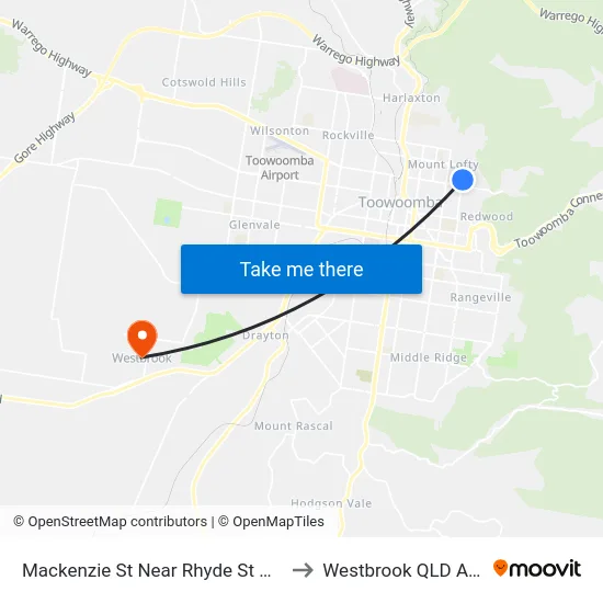 Mackenzie St Near Rhyde St Hail 'N' Ride to Westbrook QLD Australia map