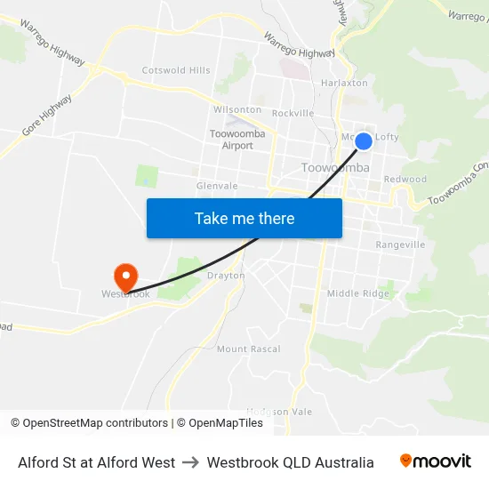 Alford St at Alford West to Westbrook QLD Australia map