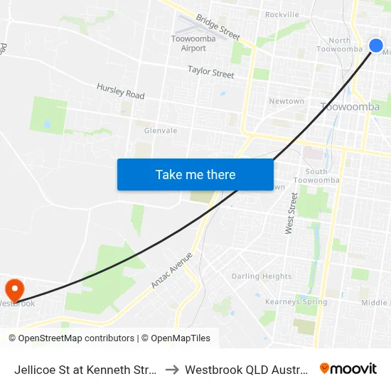 Jellicoe St at Kenneth Street to Westbrook QLD Australia map