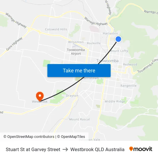 Stuart St at Garvey Street to Westbrook QLD Australia map