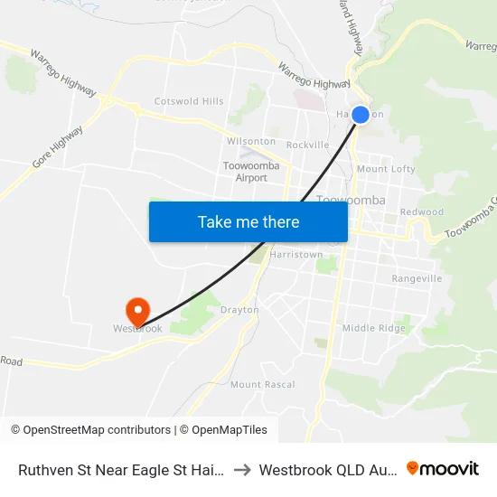 Ruthven St Near Eagle St Hail 'N' Ride to Westbrook QLD Australia map