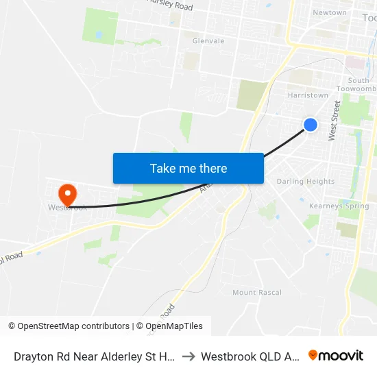 Drayton Rd Near Alderley St Hail 'N' Ride to Westbrook QLD Australia map