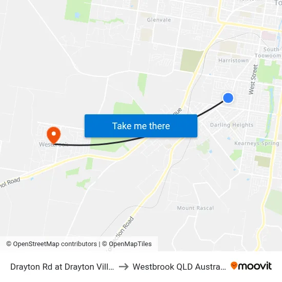 Drayton Rd at Drayton Villas to Westbrook QLD Australia map