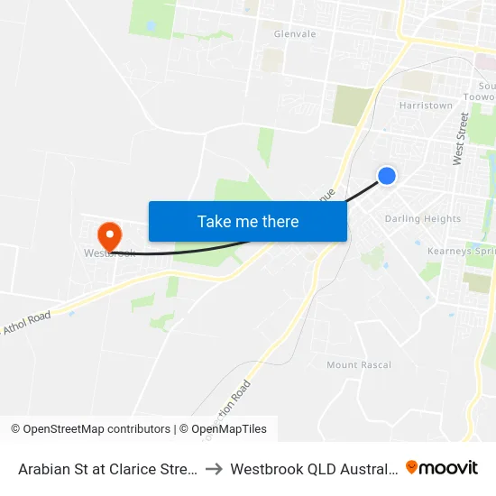 Arabian St at Clarice Street to Westbrook QLD Australia map