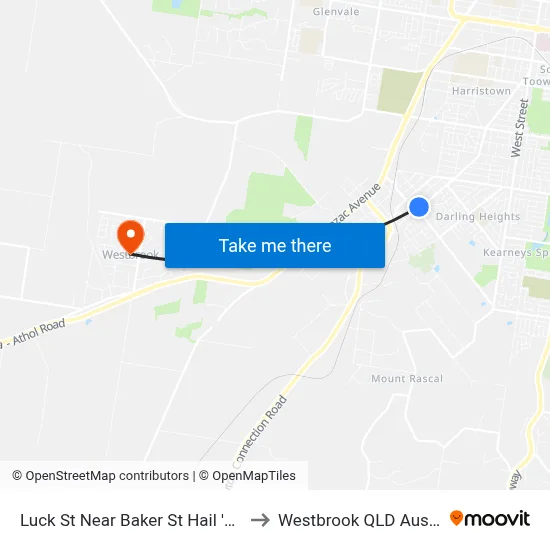 Luck St Near Baker St Hail 'N' Ride to Westbrook QLD Australia map