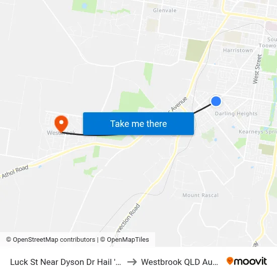 Luck St Near Dyson Dr Hail 'N' Ride to Westbrook QLD Australia map
