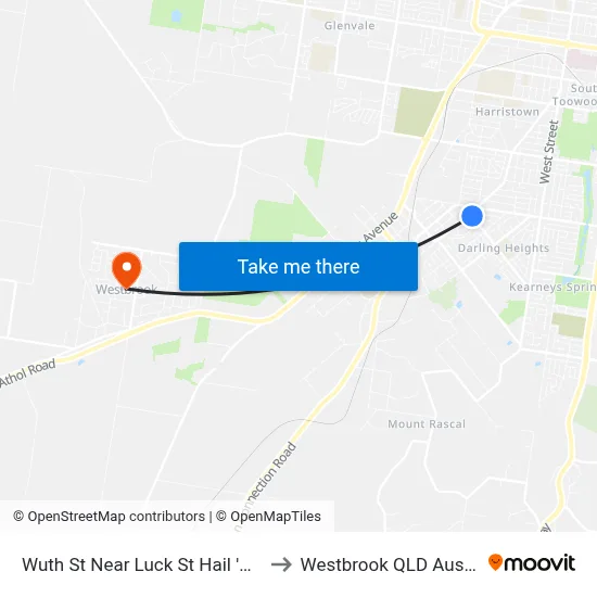 Wuth St Near Luck St Hail 'N' Ride to Westbrook QLD Australia map
