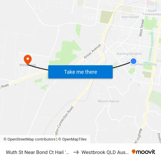 Wuth St Near Bond Ct Hail 'N' Ride to Westbrook QLD Australia map