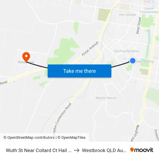 Wuth St Near Collard Ct Hail 'N' Ride to Westbrook QLD Australia map