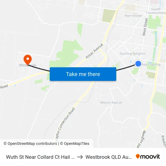 Wuth St Near Collard Ct Hail 'N' Ride to Westbrook QLD Australia map