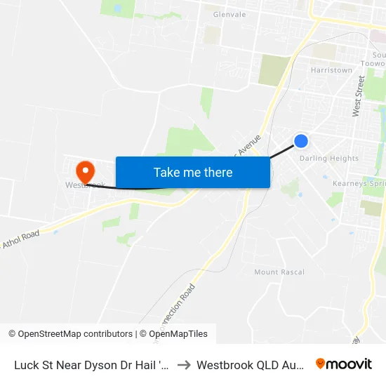 Luck St Near Dyson Dr Hail 'N' Ride to Westbrook QLD Australia map