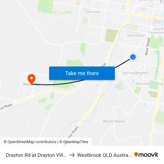 Drayton Rd at Drayton Villas to Westbrook QLD Australia map
