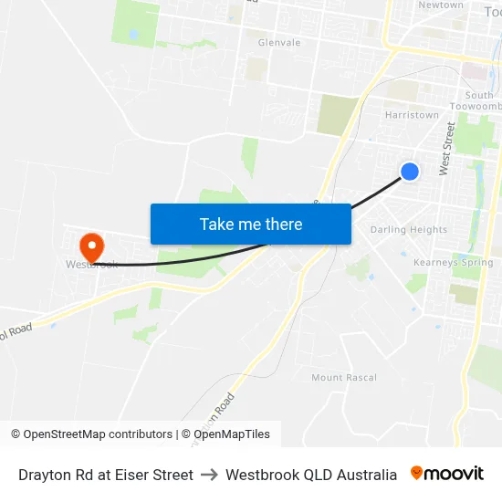 Drayton Rd at Eiser Street to Westbrook QLD Australia map
