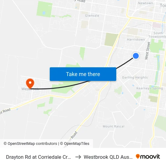 Drayton Rd at Corriedale Crescent to Westbrook QLD Australia map