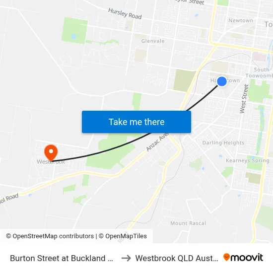 Burton Street at Buckland Street to Westbrook QLD Australia map