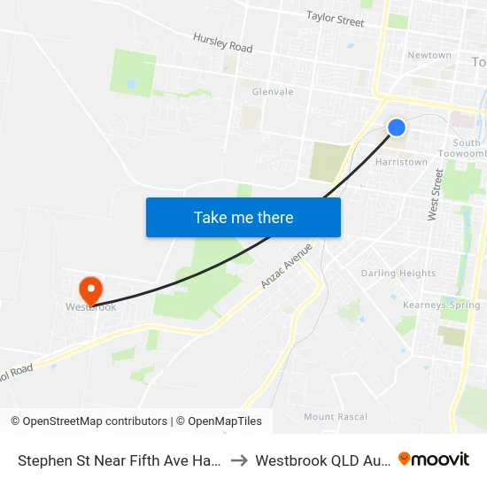 Stephen St Near Fifth Ave Hail 'N' Ride to Westbrook QLD Australia map