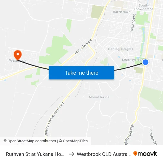 Ruthven St at Yukana Home to Westbrook QLD Australia map