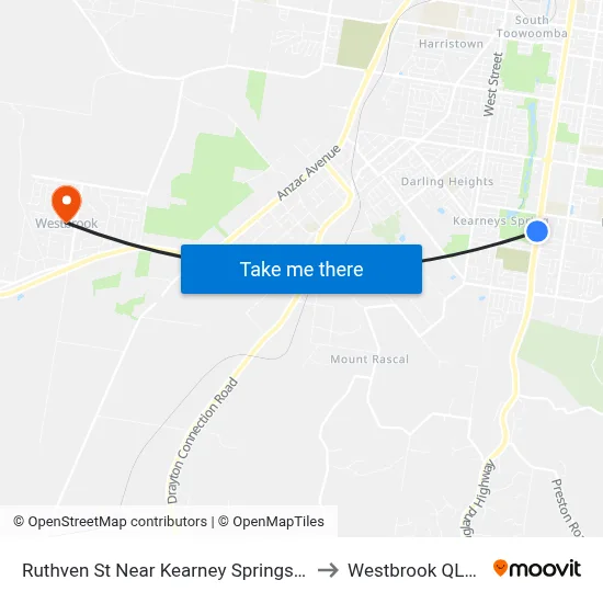 Ruthven St Near Kearney Springs Sport Complex Hnr to Westbrook QLD Australia map
