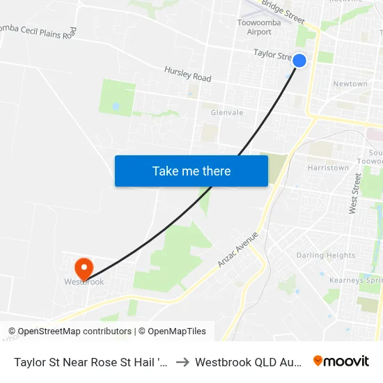 Taylor St Near Rose St Hail 'N' Ride to Westbrook QLD Australia map