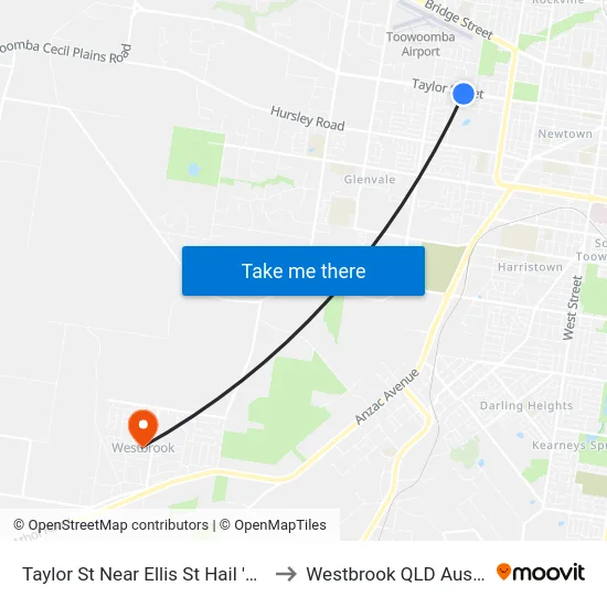Taylor St Near Ellis St Hail 'N' Ride to Westbrook QLD Australia map