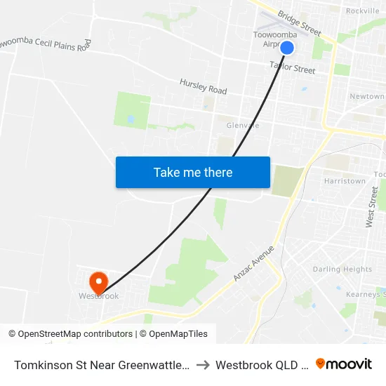 Tomkinson St Near Greenwattle St Hail 'N' Ride to Westbrook QLD Australia map