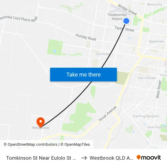 Tomkinson St Near Eulolo St Hail 'N' Ride to Westbrook QLD Australia map