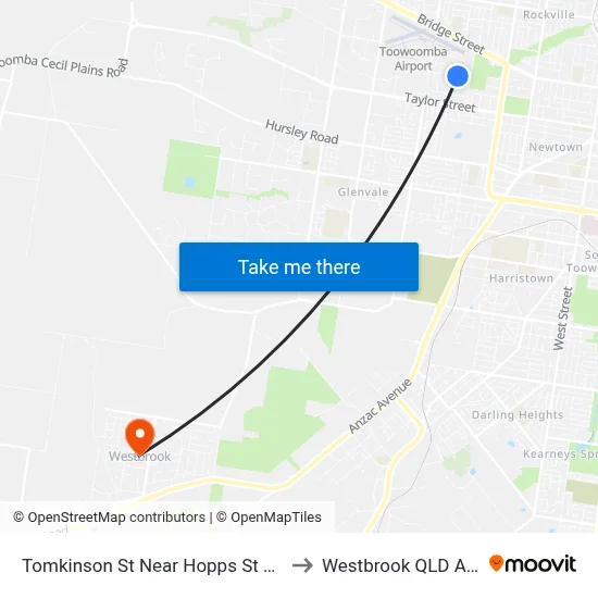 Tomkinson St Near Hopps St Hail 'N' Ride to Westbrook QLD Australia map