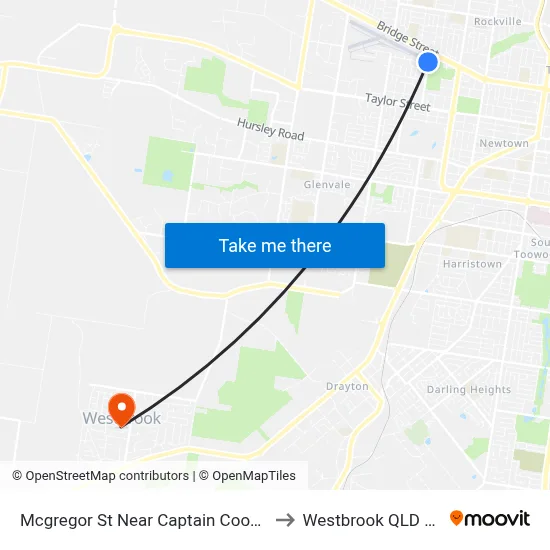 Mcgregor St Near Captain Cook Reserve Hnr to Westbrook QLD Australia map