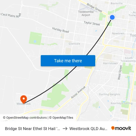 Bridge St Near Ethel St Hail 'N' Ride to Westbrook QLD Australia map