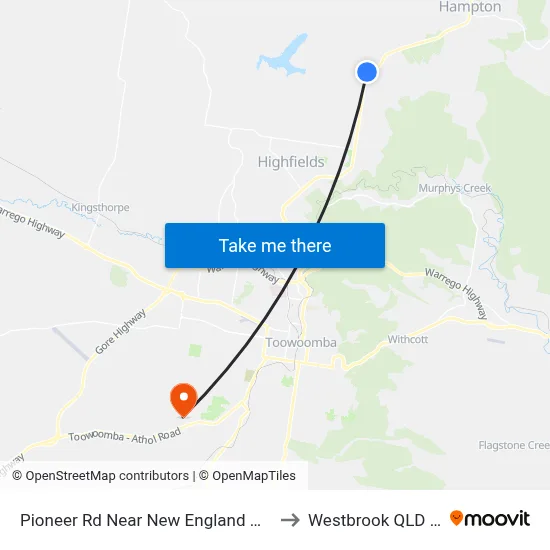 Pioneer Rd Near New England Hwy Hail 'N' Ride to Westbrook QLD Australia map