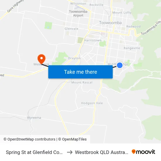 Spring St at Glenfield Court to Westbrook QLD Australia map