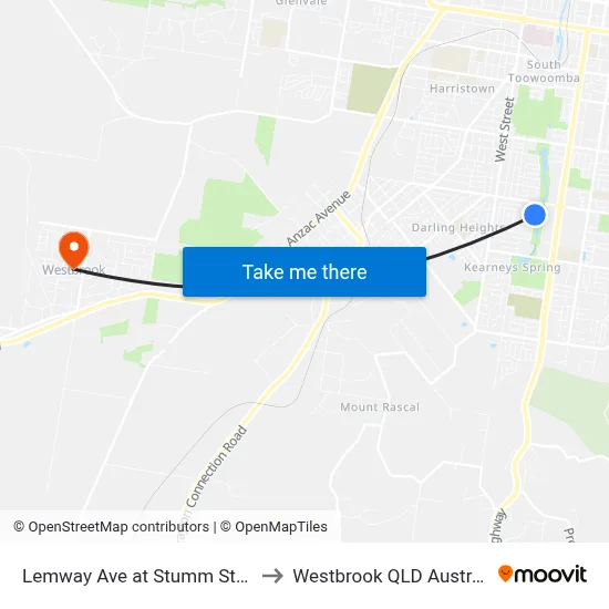 Lemway Ave at Stumm Street to Westbrook QLD Australia map