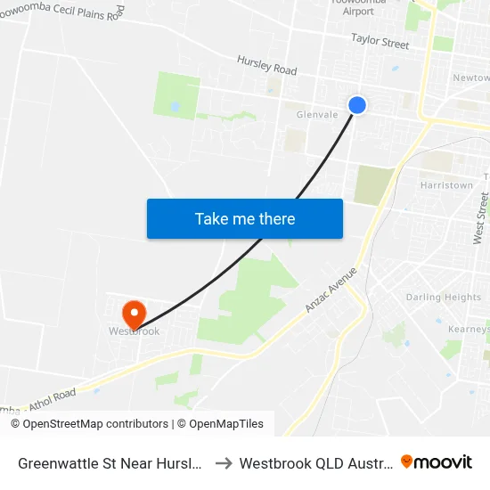 Greenwattle St Near Hursley St to Westbrook QLD Australia map
