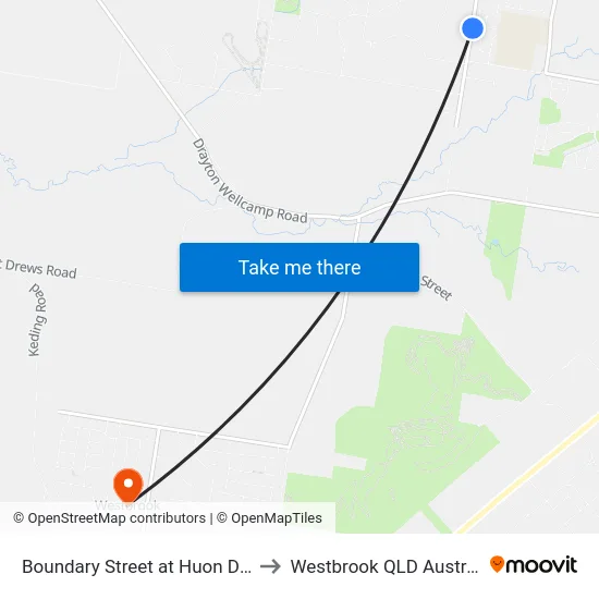 Boundary Street at Huon Drive to Westbrook QLD Australia map