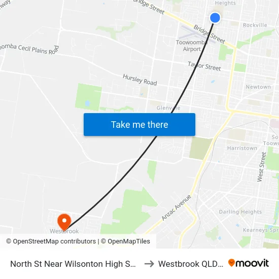 North St Near Wilsonton High School Hail 'N' Ride to Westbrook QLD Australia map
