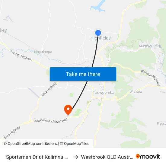 Sportsman Dr at Kalimna Drive to Westbrook QLD Australia map