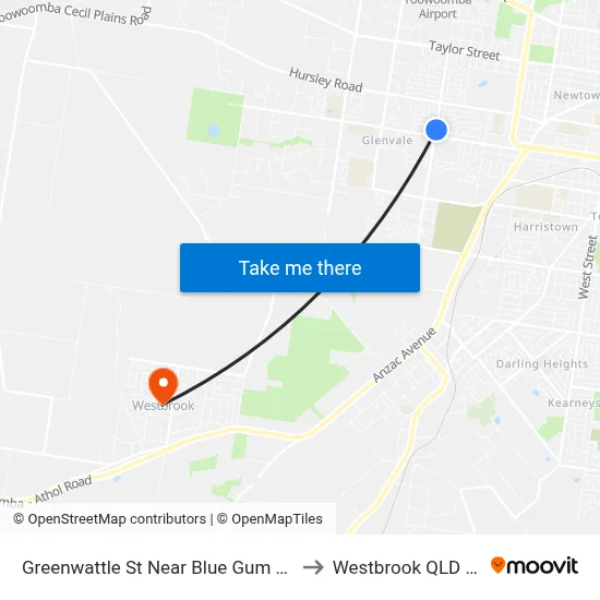 Greenwattle St Near Blue Gum Dr Hail 'N' Ride to Westbrook QLD Australia map