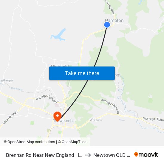 Brennan Rd Near New England Hwy Hail 'N' Ride to Newtown QLD Australia map