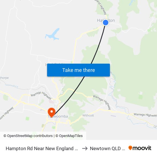 Hampton Rd Near New England Hwy Hail 'N' Ride to Newtown QLD Australia map